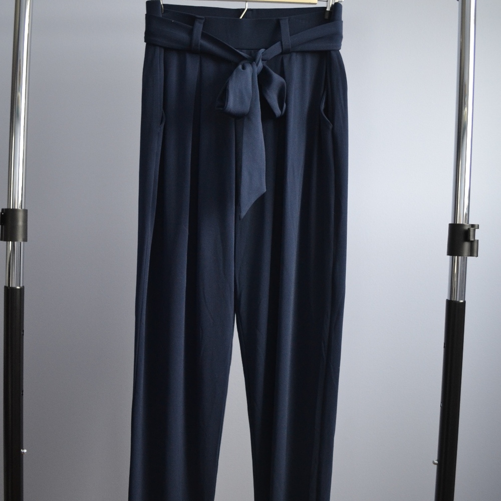 Express Navy Tie Waist Dress Pants